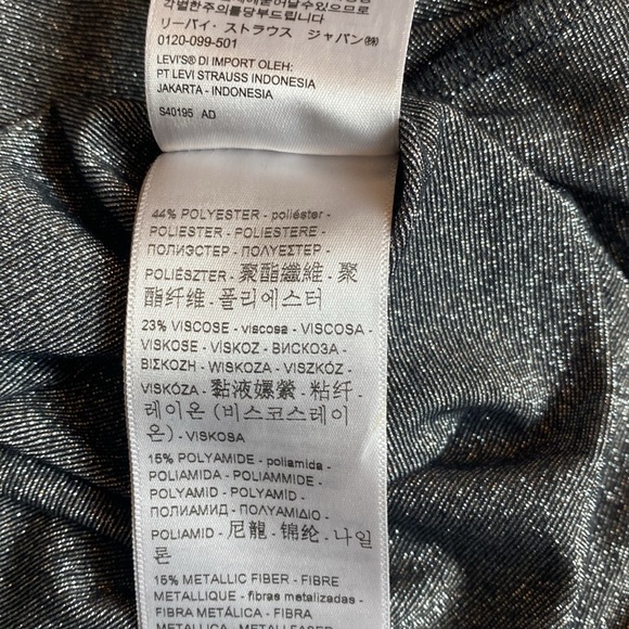 Levis Womens Black Silver Shiny Metallic Short Sleeve Round Neck Cali Tee M - Picture 6 of 12